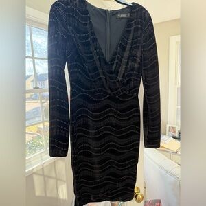 Guess Black Long Sleeve Dress with Pattern